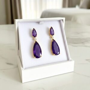 Brinco Royalle Purple Banho Ouro