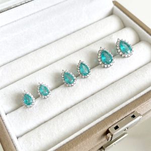 Trio Gota Turmalina ródio branco